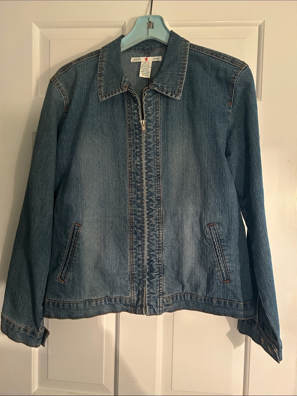 Women's Light Blue Denim Zip Jacket